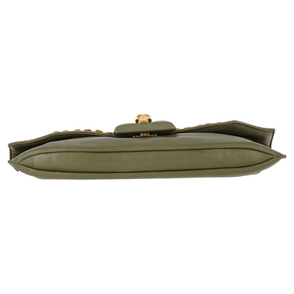 Alexander Mcqueen Embellished Flap Clutch Bag in Olive Leather - Picture 2 of 9
